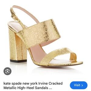 Kate Spade Irvine, Crackled, Gold Leather, Slingback Mule